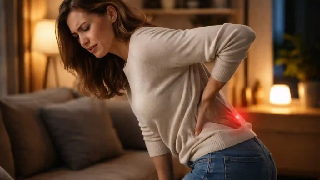 біль у попереку та іррадіація в ногу у жінки