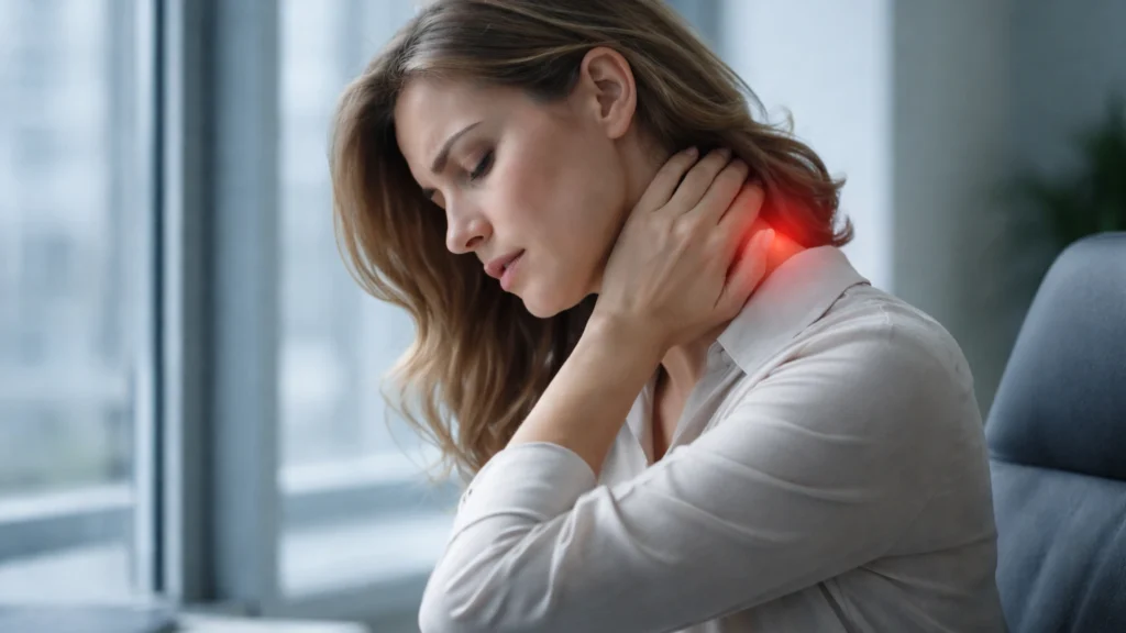 біль у шиї та запаморочення у жінки під час сидіння