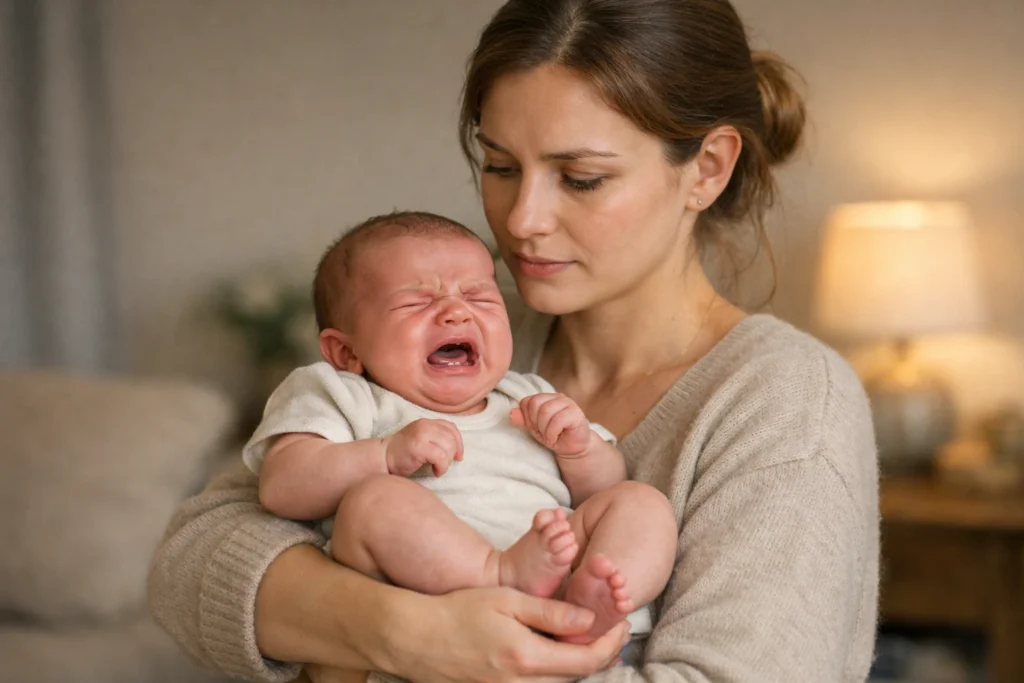 Коліки у немовляти з проявами плачу та напруги