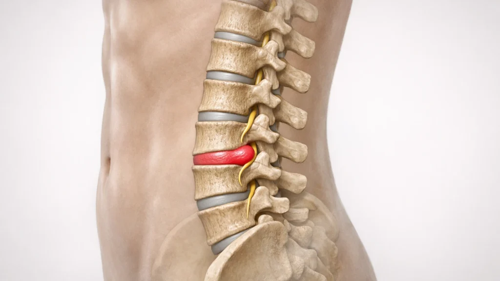 ілюстрація міжхребцевої грижі і впливу на нервові структури