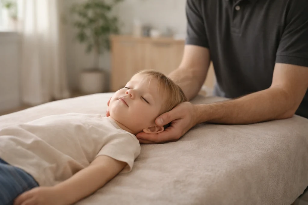 М’яка тілесна підтримка при кривошиї у дитини