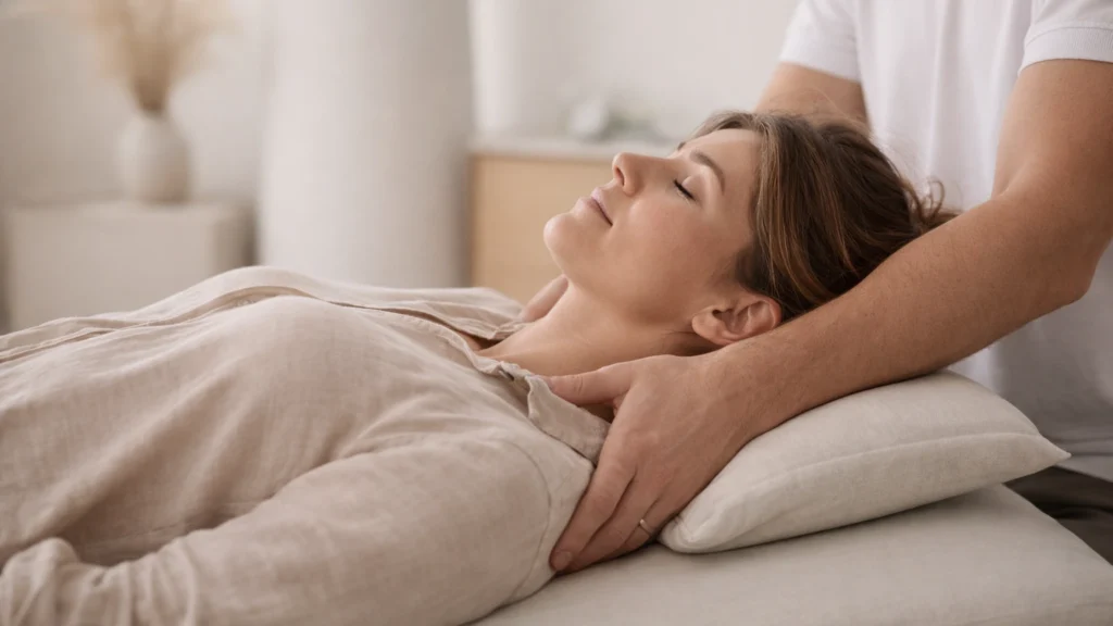 Остеопатична робота для зниження тривожності та тілесної напруги у жінки