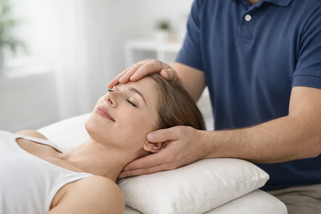 остеопатична робота з головою для відновлення балансу нервової системи