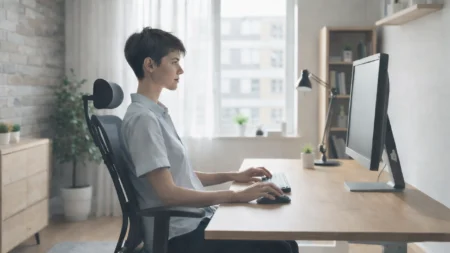 Нейтральне положення тіла під час сидіння за комп’ютером без перенапруги